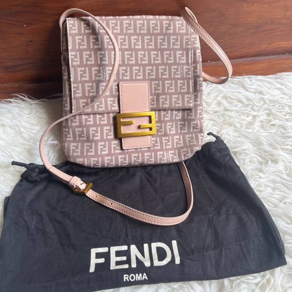 Fendi Handbags - Authentic Fendi FF Pink Baguette Crossbody Bag